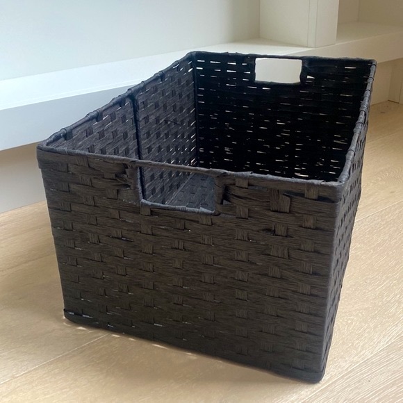 Woven Storage Basket with handles in black - Picture 2 of 5